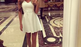 Cute girl in white dress make her selfie for randomchat
