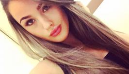 Pretty girl with long hair in videochat