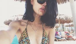 Girl in swimsuit on videochat