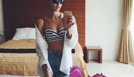 Sexy girl in her hotel room