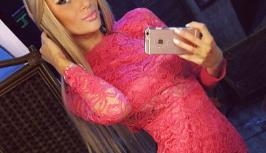 Blonde in pink dress on chatroom