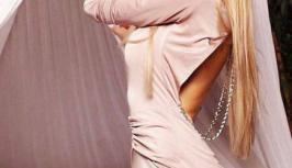 Hot girl in evening dress on videochat