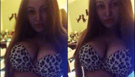 Girl's boobs in leopard brassiere looks very sexy