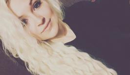 Blonde with long curly hair is amazing