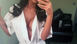 Girl in bathrobe is hot and sexy